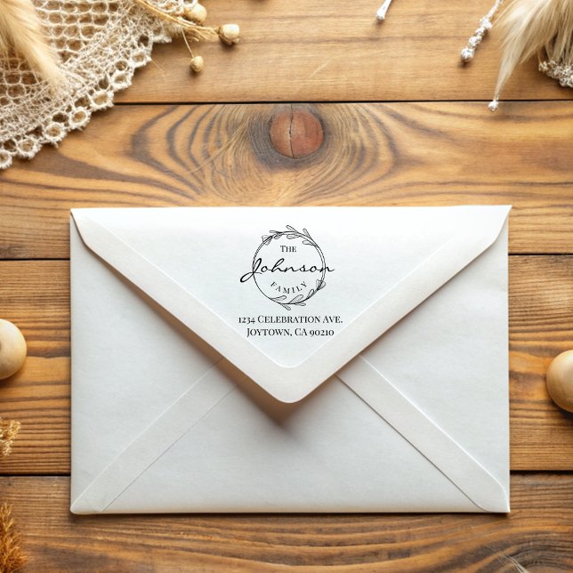 Einfache Vintage Round-Blätter-Familiendaten Gummistempel (Von Creator hochgeladen)