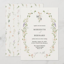 Einfache Vintage-Rustikal-Wildblumen-Monogramm-Hoc