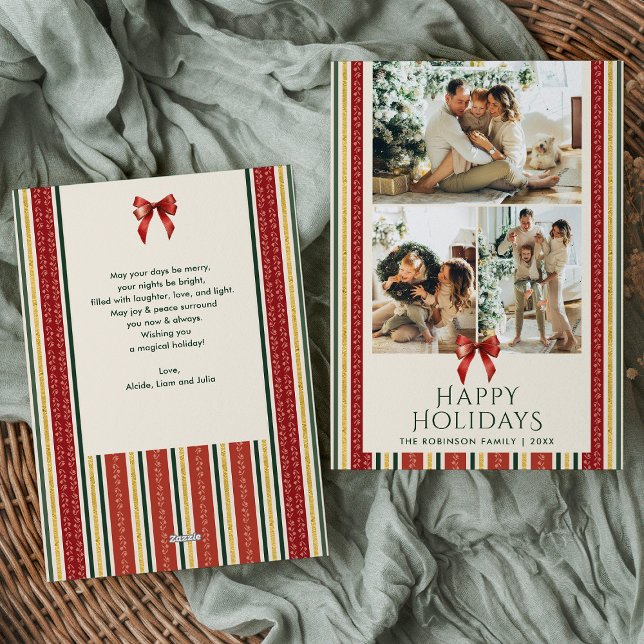 Einfache Vintage Streifen Bow Frohe Weihnachten 2  (Von Creator hochgeladen)