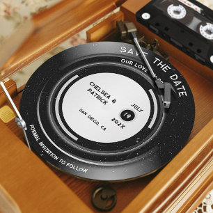 Einfache Vintage-Vinyl-Schallplatte Termin-Rundsch Einladung