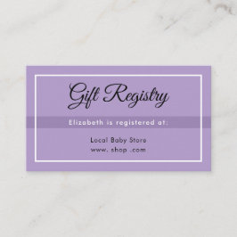 Einfache violette Babyshower-Registrierungskarte Begleitkarte