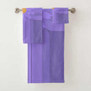 Einfache violette Blume auf modernem Kreuz Badhandtuch Set