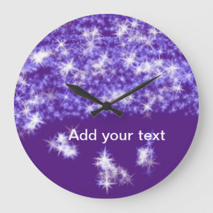 Einfache violette Glitter-Sternchen füge deinen Te Große Wanduhr