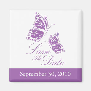 Einfache Violettschmetterling Save the Date Hochze Magnet