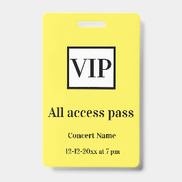einfache vip alle access pass Konzertnamen besetzt Ausweis
