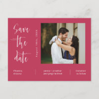 Einfache Viva Magenta Foto QR Code Save the Date