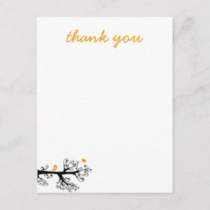 Einfache Vögel auf Baumast danken Ihnen Dankeskarte
