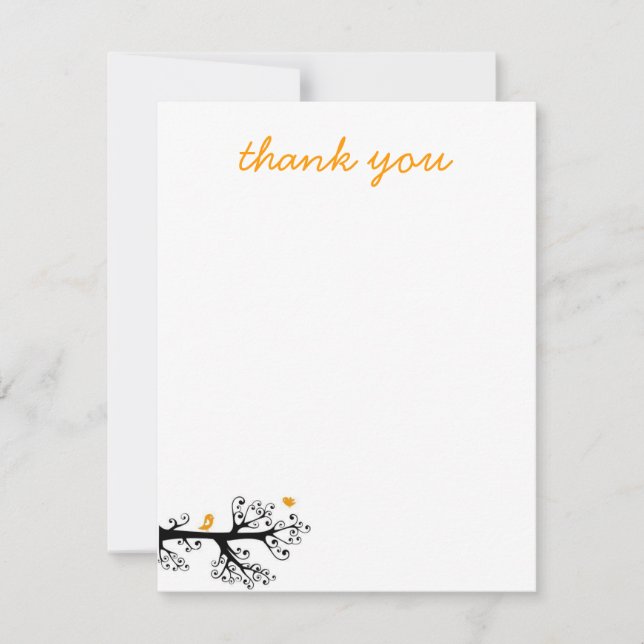 Einfache Vögel auf Baumast danken Ihnen Dankeskarte (Vorderseite)