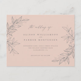 Einfache, von Hand gezeichnet Grünpflanzen Blush B Einladungspostkarte