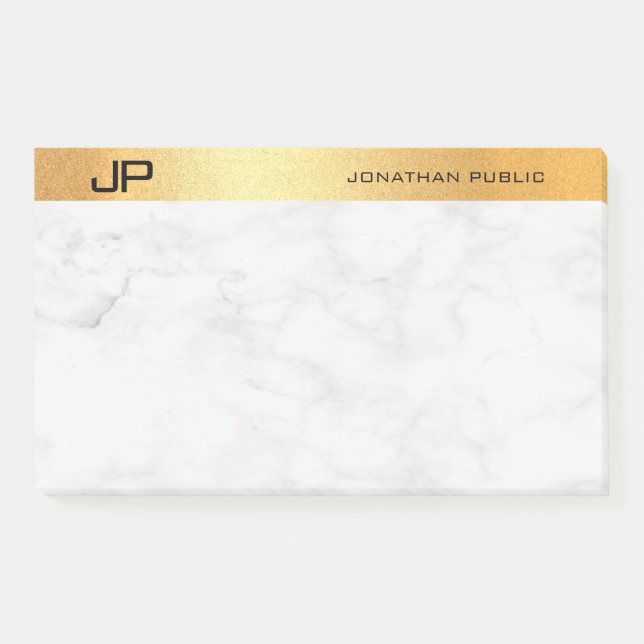 Einfache Vorlage für Creative Monogram Gold Marble Post-it Klebezettel (Vorderseite)