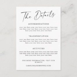 Einfache Vorlage für Details zur Hochzeit mit schw