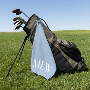 Einfache Vorlage für hellblaue und weiße Monogramm Golfhandtuch