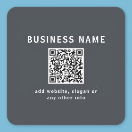 Einfache Vorlage für Ihren QR-Code | Dunkelgrau Quadratischer Aufkleber
