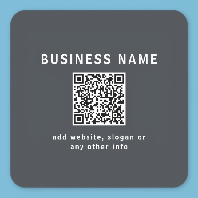Einfache Vorlage für Ihren QR-Code | Dunkelgrau Quadratischer Aufkleber (Von Creator hochgeladen)
