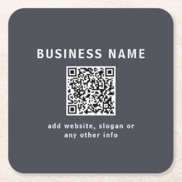 Einfache Vorlage für Ihren QR-Code | Dunkelgrau Rechteckiger Pappuntersetzer