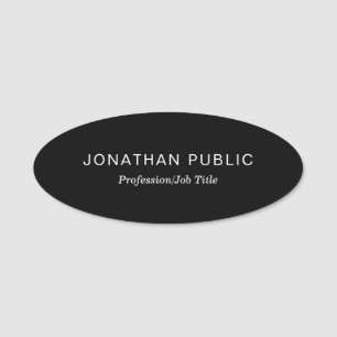 Einfache Vorlage für Minimalistisches Schwarzes De Namensschild