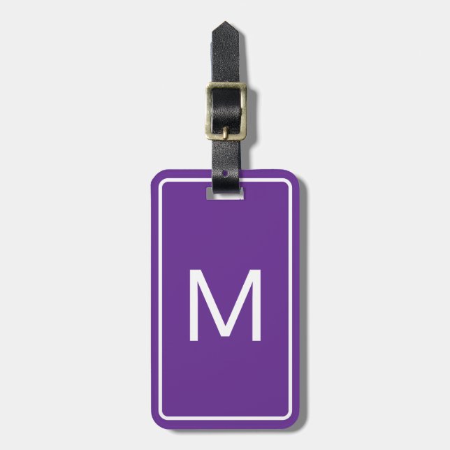 Einfache Vorlage für Royal Purpleand White Initial Gepäckanhänger (Vorderseite vertikal)