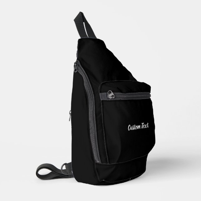 Einfache Vorlage für Schwarzweiß-Skripte Crossbody Bag (Linke Seite)