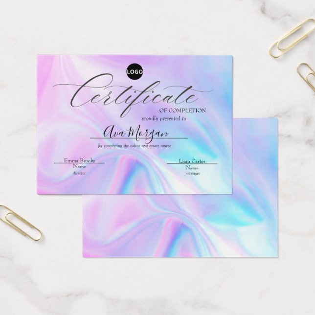 Einfache Vorlage für Zertifikate - Holografischer  (Büro)