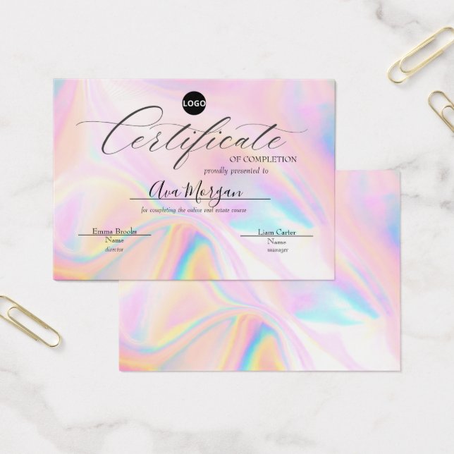 Einfache Vorlage für Zertifikate - Holografischer  (Büro)