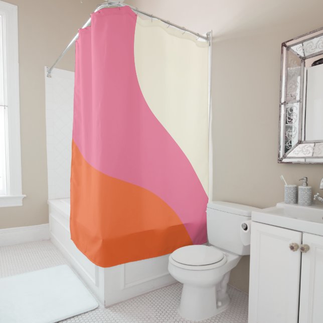 Einfache Waagen - Rosa, Orange und Creme Duschvorhang (Beispiel)