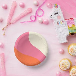 Einfache Waagen - Rosa, Orange und Creme Pappteller