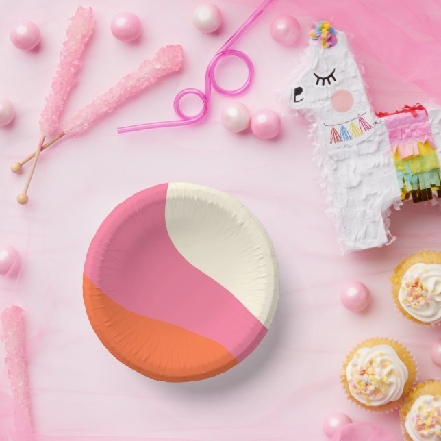 Einfache Waagen - Rosa, Orange und Creme Pappteller (Party)