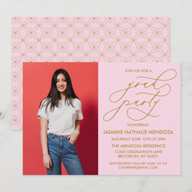 EINFACHE WÄHRUNGSKALLIGRAPHISCHE ABSCHLUSS-EINLADU EINLADUNG (Vorne/Hinten)