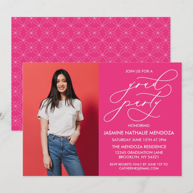 EINFACHE WÄHRUNGSKALLIGRAPHISCHE ABSCHLUSS-EINLADU EINLADUNG (Vorne/Hinten)