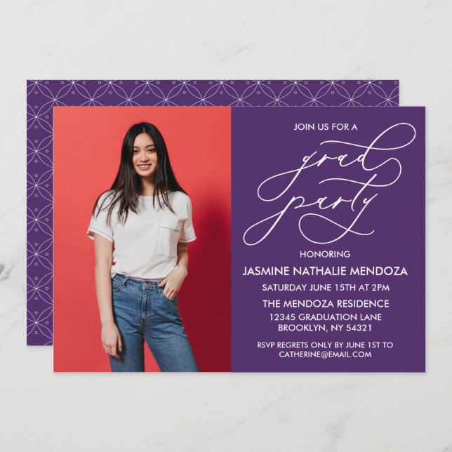 EINFACHE WÄHRUNGSKALLIGRAPHISCHE ABSCHLUSS-EINLADU EINLADUNG (Vorne/Hinten)