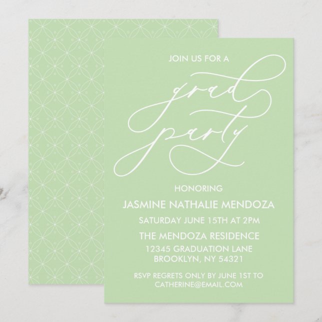 EINFACHE WÄHRUNGSKALLIGRAPHISCHE ABSCHLUSS-EINLADU EINLADUNG (Vorne/Hinten)