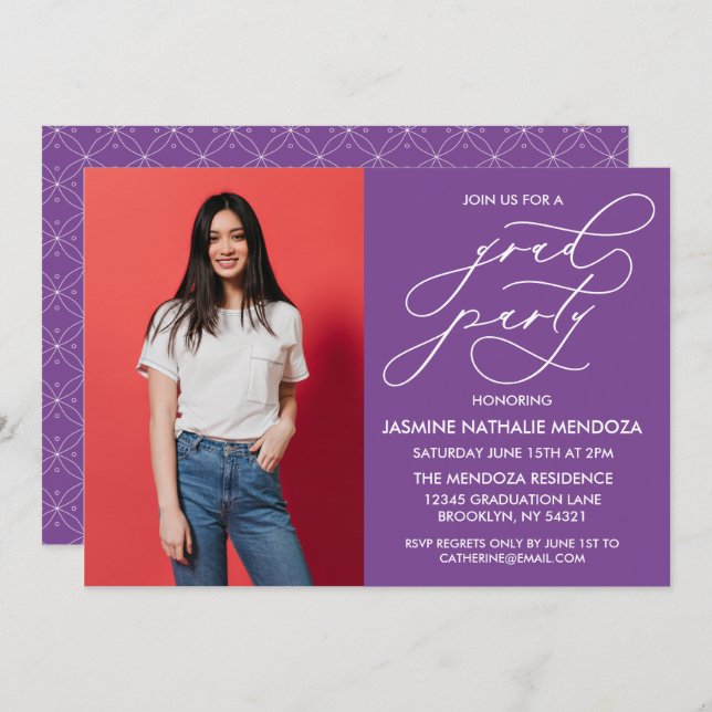 EINFACHE WÄHRUNGSKALLIGRAPHISCHE ABSCHLUSS-EINLADU EINLADUNG (Vorne/Hinten)