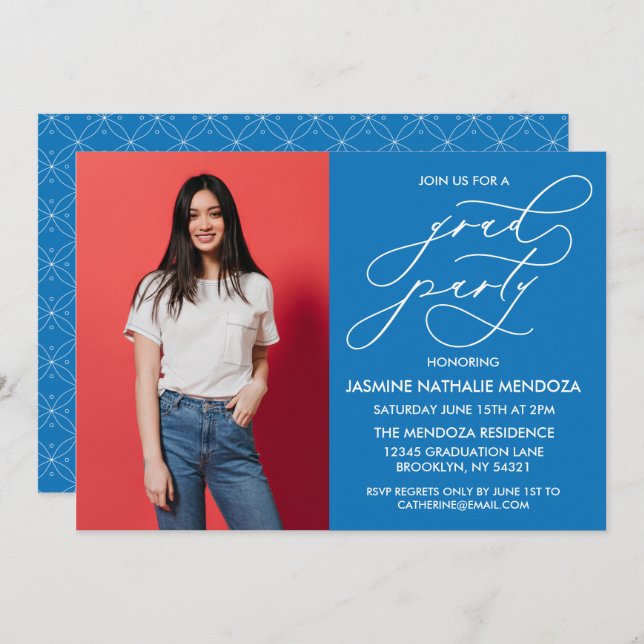 EINFACHE WÄHRUNGSKALLIGRAPHISCHE ABSCHLUSS-EINLADU EINLADUNG (Vorne/Hinten)