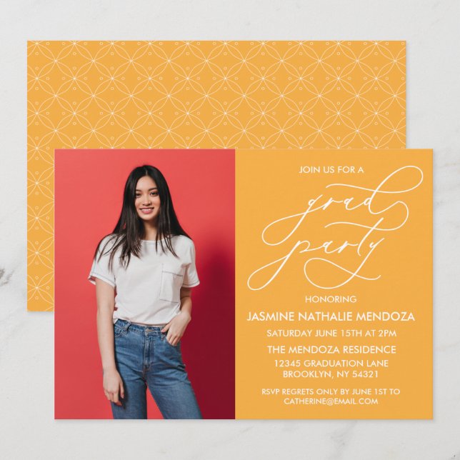 EINFACHE WÄHRUNGSKALLIGRAPHISCHE ABSCHLUSS-EINLADU EINLADUNG (Vorne/Hinten)