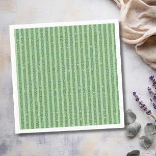 Einfache Waldgrüne Glitter Style Vertikalstreifen Serviette