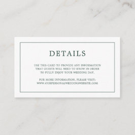 Einfache Waldgrüne Monogram Elegant Hochzeit Begleitkarte