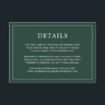 Einfache Waldgrüne Monogram Elegant Hochzeit Begleitkarte<br><div class="desc">Einfache Hochzeitszimmerkarte mit modernem, aber elegantem Design mit Details, die von einem dünnen Rand umgeben sind. Der gesamte Text ist in Weiß auf einem grün grünen Hintergrund. Die Schriftart und Hintergrundfarben können durch Anklicken des Buttons "Anpassen" in beliebig viele Farben geändert werden. Ein elegantes und stilvolles Design, das sich ideal...</div>