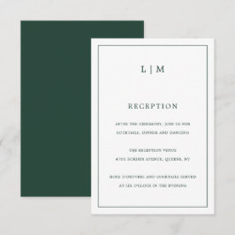 Einfache Waldgrüne Monogram Elegant Hochzeit Begleitkarte