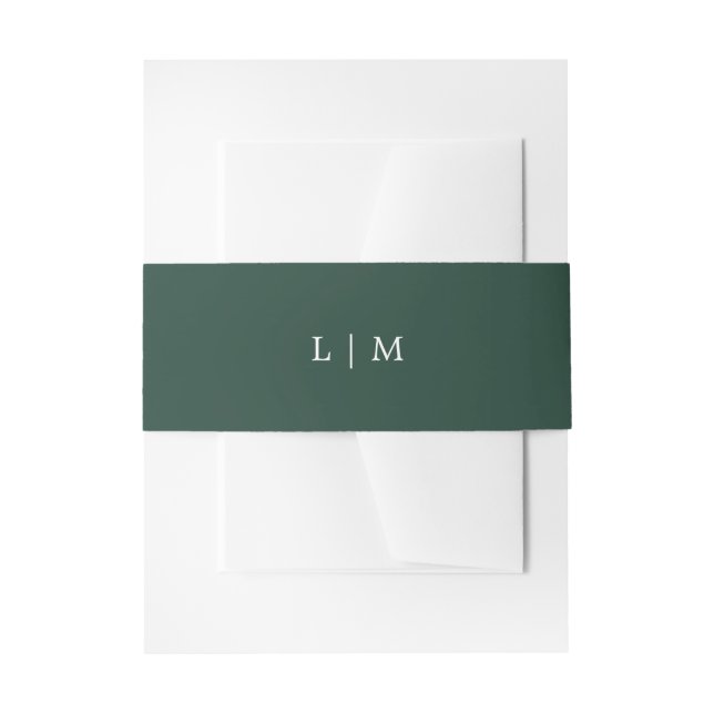 Einfache Waldgrüne Monogram Elegant Hochzeit Einladungsbanderole (Vorderseite Beispiel)
