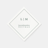 Einfache Waldgrüne Monogram Elegant Hochzeit