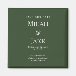 Einfache waldgrüne und weiße Hochzeit Rettete unse Magnet