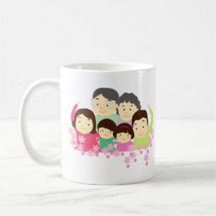 Einfache Wärme Charme Sweet Big Family Pink Weiß Kaffeetasse