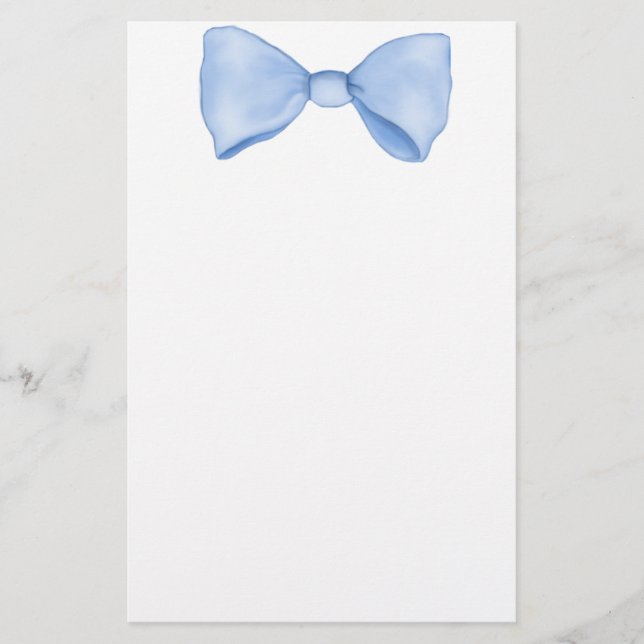 Einfache Wasserfarbe Baby Blue Bow Briefpapier (Vorderseite)