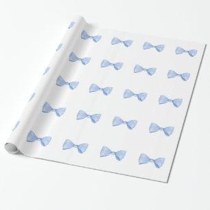 Einfache Wasserfarbe Baby Blue Bow Geschenkpapier