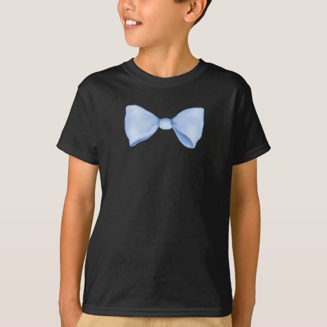 Einfache Wasserfarbe Baby Blue Bow T-Shirt (Vorderseite)