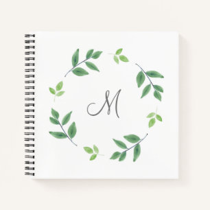 Einfache Wasserfarbe Blätter Kranz Notizbuch