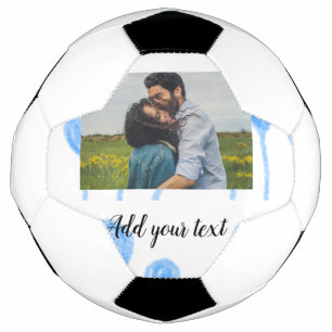 Einfache Wasserfarbe blaue Luftballons fügen Foto- Fußball