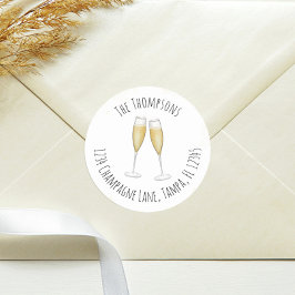 Einfache Wasserfarbe Champagner Rücksendeadresse N Runder Aufkleber