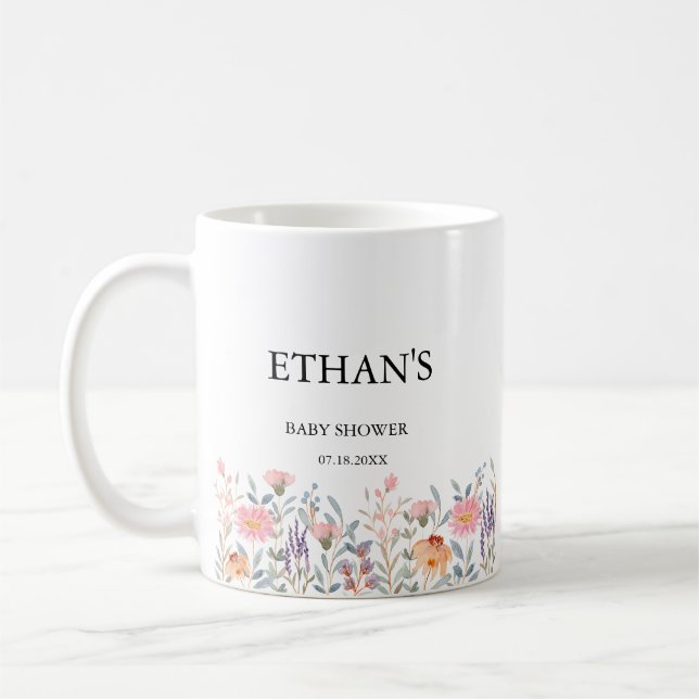 Einfache Wasserfarbe Florale Garten Baby Shower Kaffeetasse (Links)
