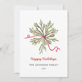 Einfache Wasserfarbe Holiday grün mit rotem Bogen Ankündigung